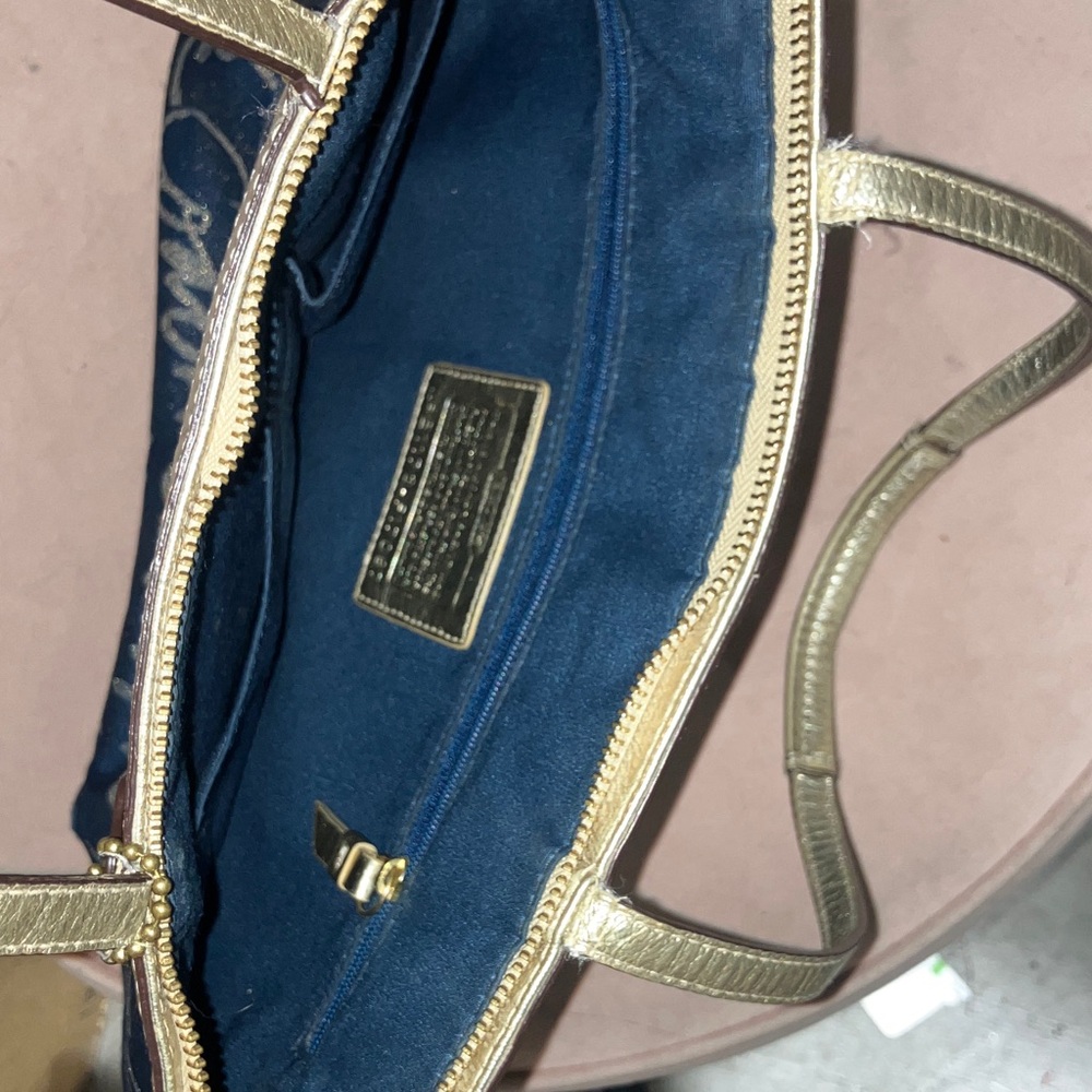 Coach Navy and Gold Tote Bag - Picture 5 of 6